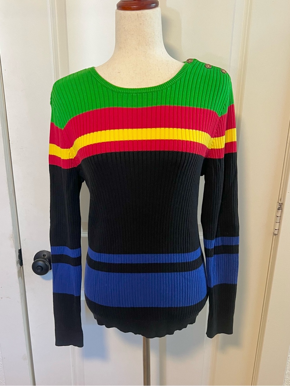 VNTG‎ 90s Lauren Ralph Lauren Colorblock Ribbed Longline Sweater